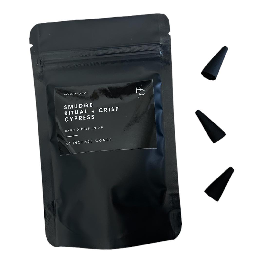 SMUDGE RITUAL + CRISP CYPRESS - INCENSE CONE – HOHM AND CO. SMUDGE RITUAL + CRISP CYPRESS - INCENSE CONE – HOHM AND CO.