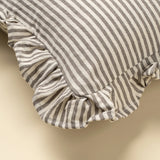 Ruffle Thin Stripe Pillow | Grey