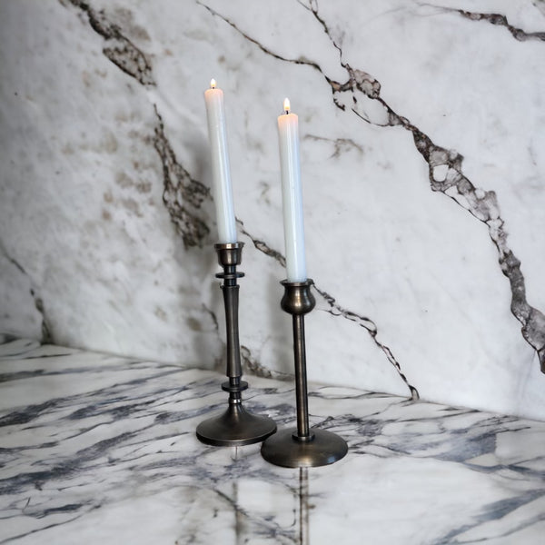 Brass Finish Taper Candle Holders S/2
