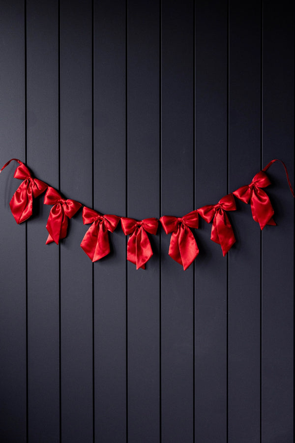 Bow Garland |  Red Satin Fabric