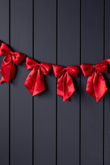 Bow Garland |  Red Satin Fabric