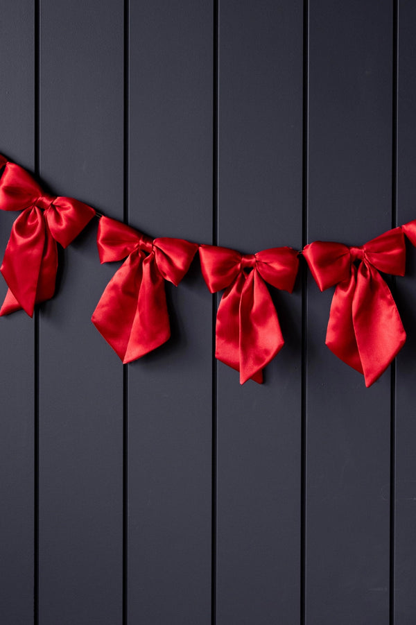 Bow Garland |  Red Satin Fabric
