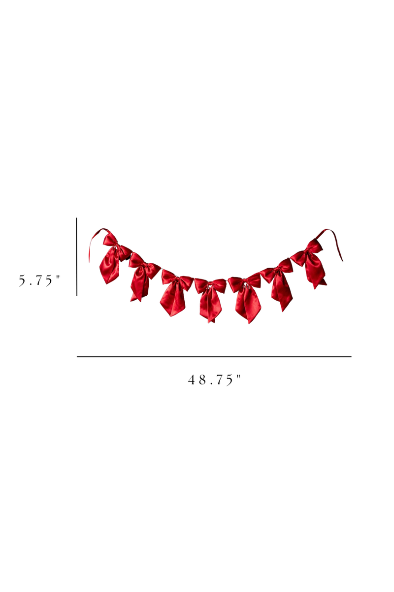 Bow Garland |  Red Satin Fabric