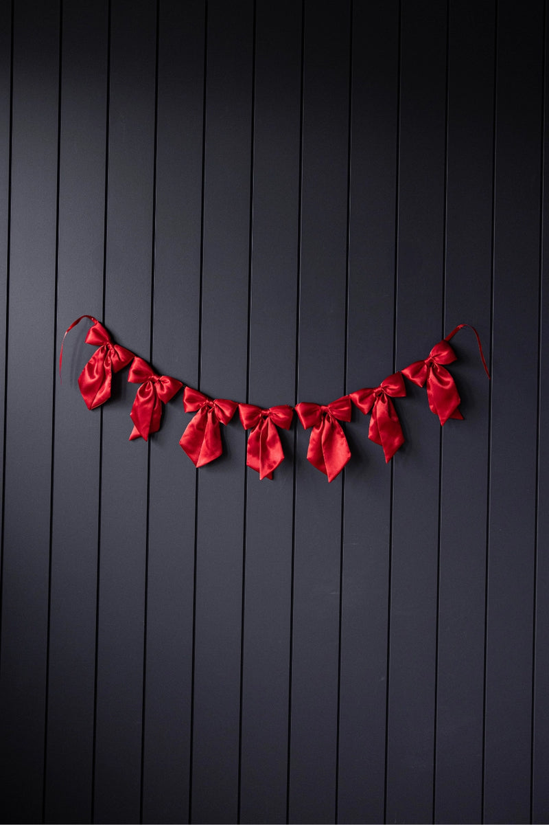 Bow Garland |  Red Satin Fabric