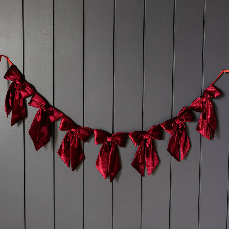 Bow Garland |  Red Velvet Fabric