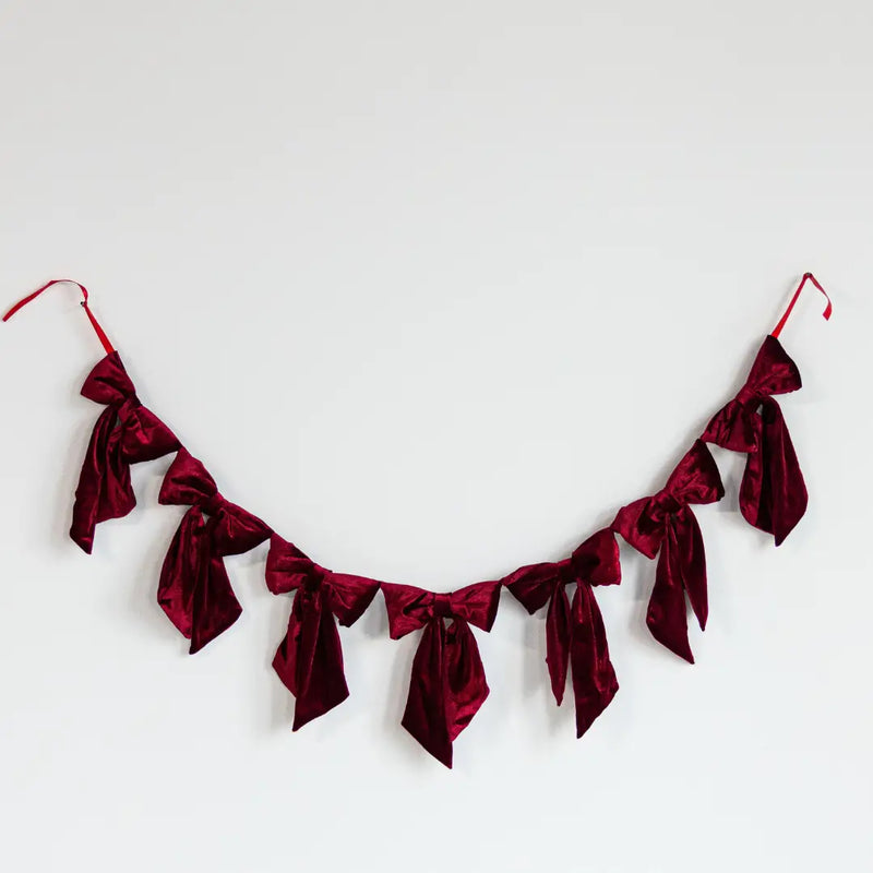 Bow Garland |  Red Velvet Fabric