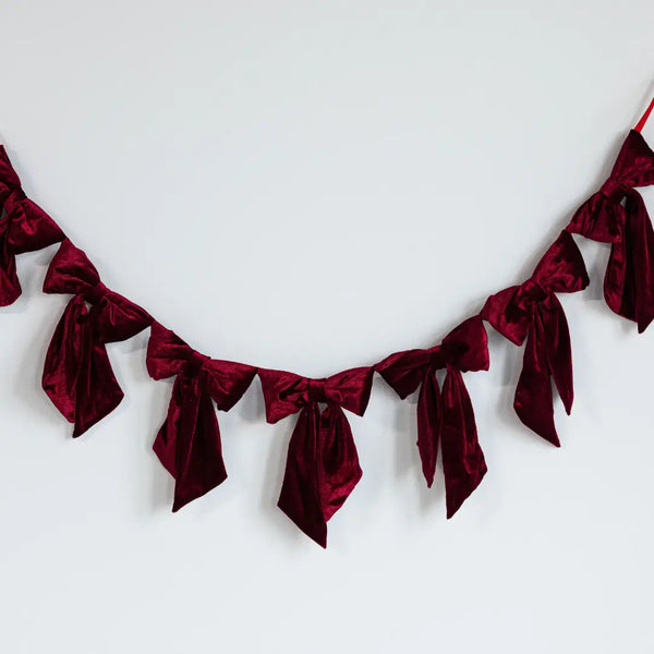 Bow Garland |  Red Velvet Fabric