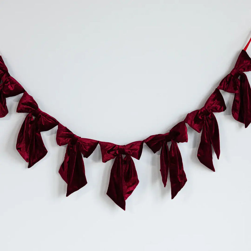 Bow Garland |  Red Velvet Fabric
