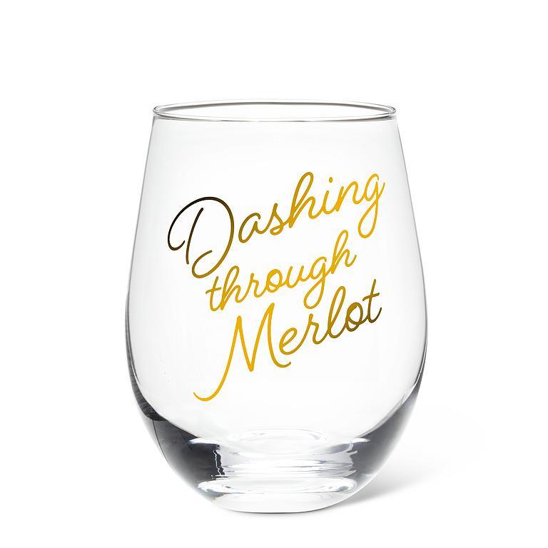 Dashing Through Merlot | Stemless Wine Glass