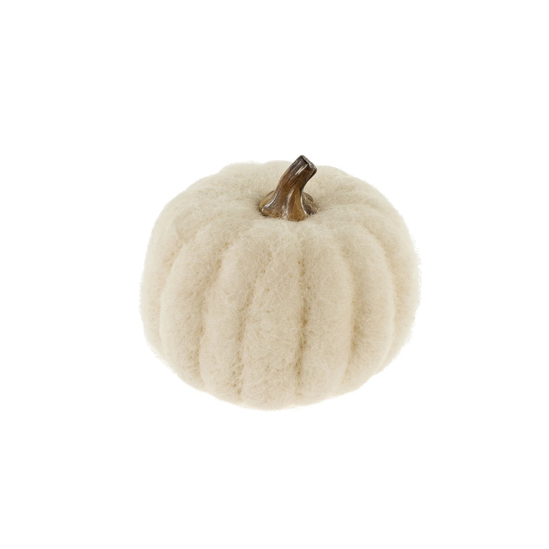 WHITE FELT PUMPKIN | M