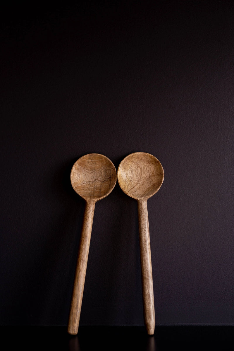 Hand-Carved Mango Wood Spoons (Set of 2)