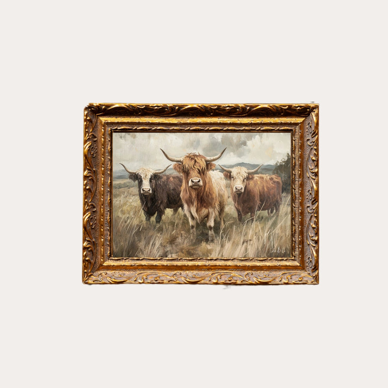 Highland Cow | French Brass Gold Mould Framed