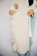 Ruﬄe Thin Stripe Table Runner | Beige