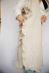Ruﬄe Thin Stripe Table Runner | Beige