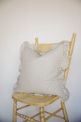 Ruffle Thin Stripe Pillow | Grey