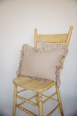 RUFFLE BROWN WHITE STRIPE | LUMBAR PILLOW