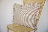 RUFFLE BROWN WHITE STRIPE | LUMBAR PILLOW