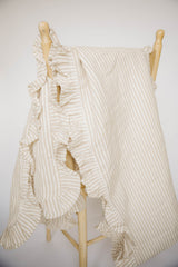 Ruﬄe Thin Stripe Table Runner | Beige