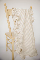 Ruﬄe Thin Stripe Table Runner | Beige