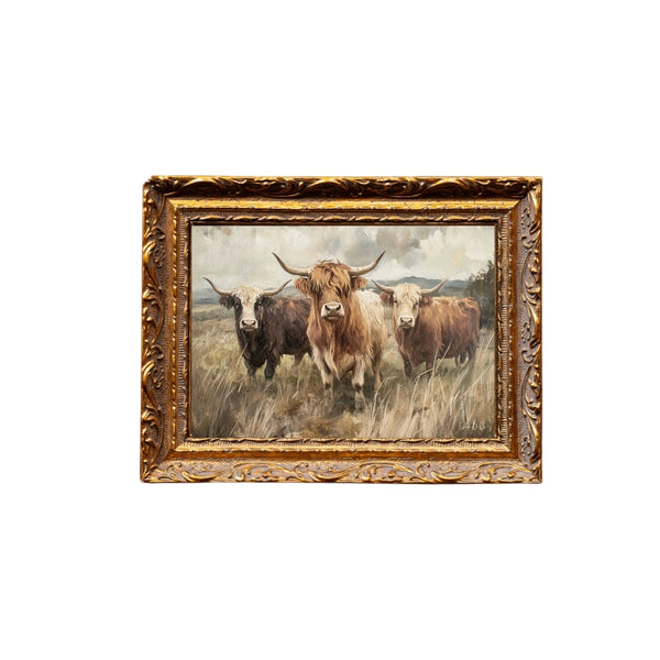 Highland Cow | French Brass Gold Mould Framed