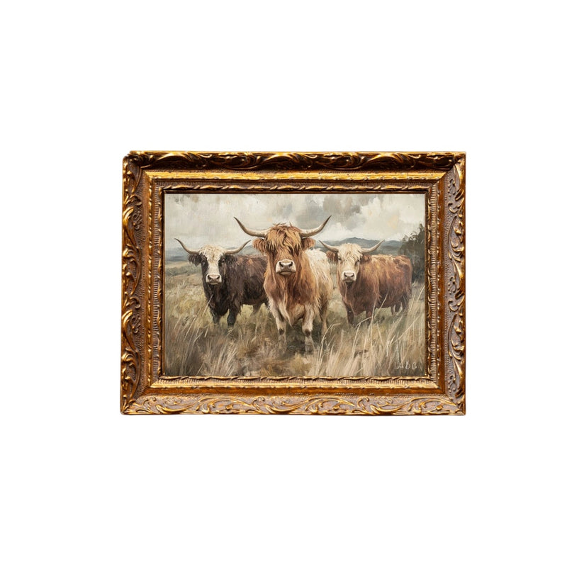 Highland Cow | French Brass Gold Mould Framed