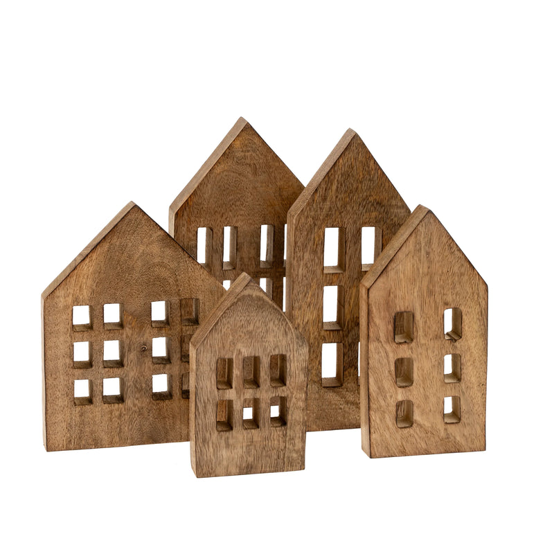 Wooden Winter House S/5 | Natural