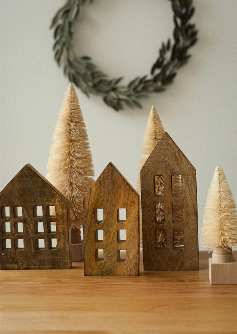 Wooden Winter House S/5 | Natural