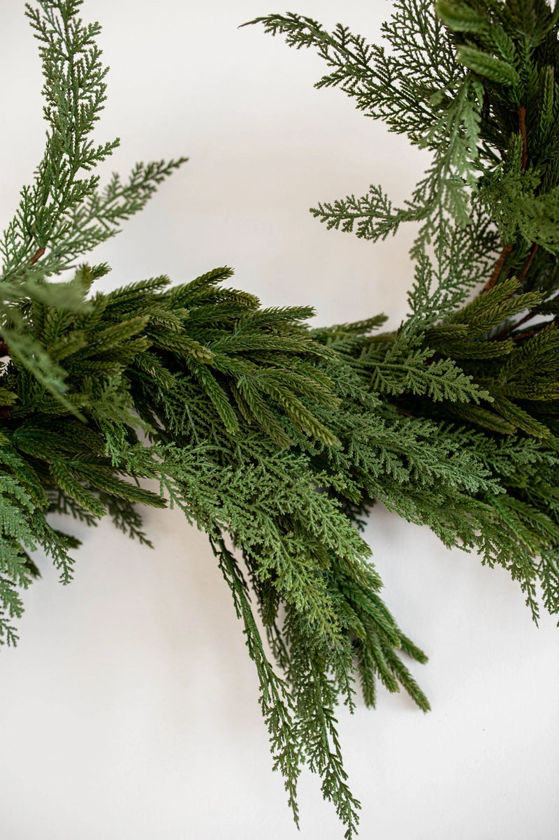 Norfolk & Cypress Mix Real Touch Faux Chrismas Garland | 6ft