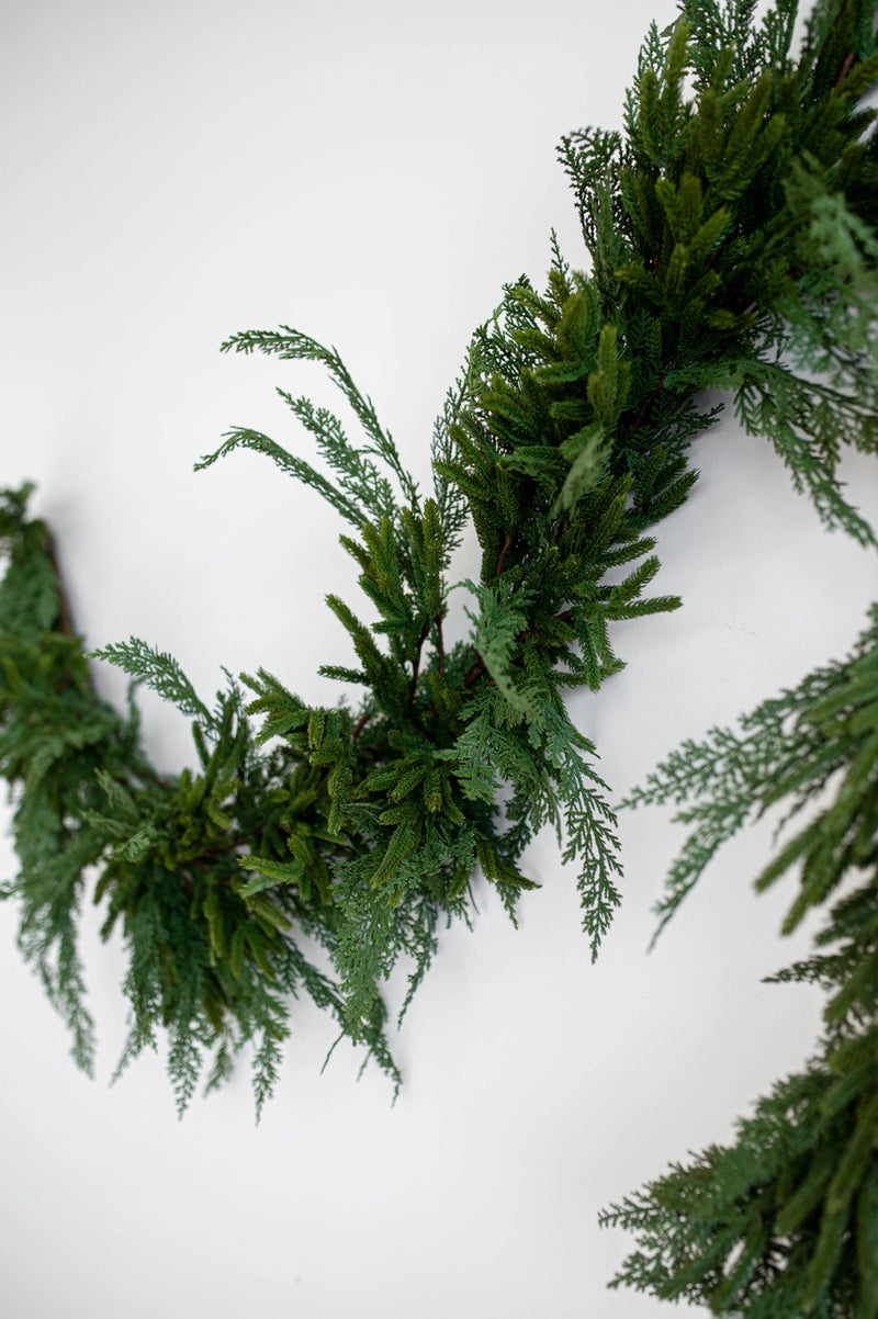Norfolk & Cypress Mix Real Touch Faux Chrismas Garland | 6ft