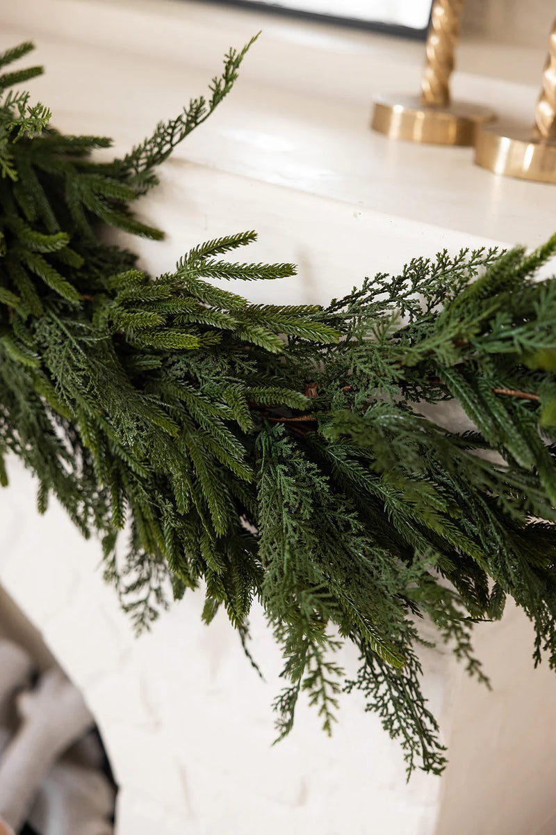 Real-Touch Faux Cypress Mixed Garland | 8ft