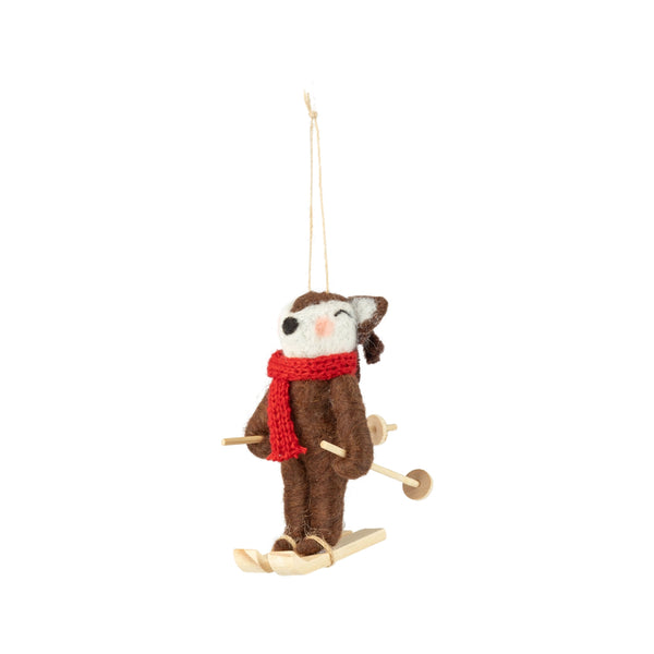 Reindeer on Skis | Felt Ornament