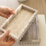 Scalloped Marble Fluted Bridge Tray | Beige