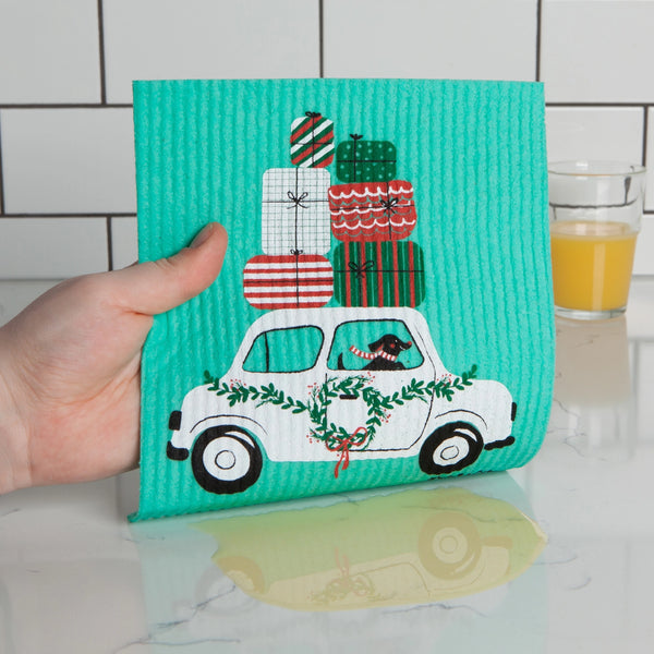 Winter Wheels Dog | Swedish Dishcloth
