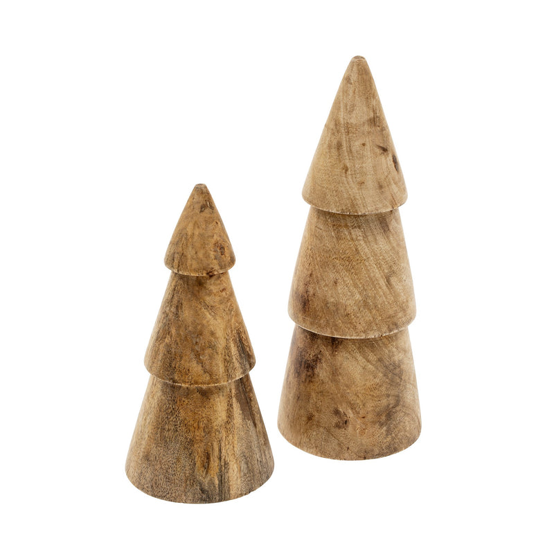 WOODEN DECOR TREES S/2