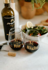 MR RIGHT & MRS ALWAYS RIGHT STEMLESS WINE GLASSES